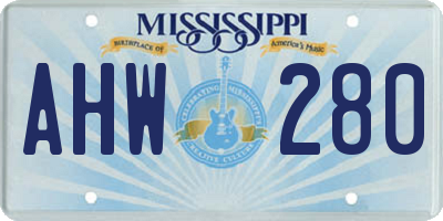 MS license plate AHW280