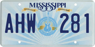 MS license plate AHW281