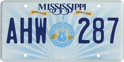 MS license plate AHW287