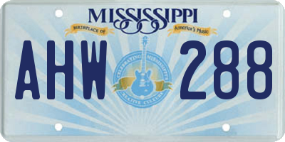 MS license plate AHW288