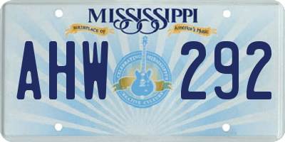 MS license plate AHW292