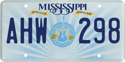 MS license plate AHW298