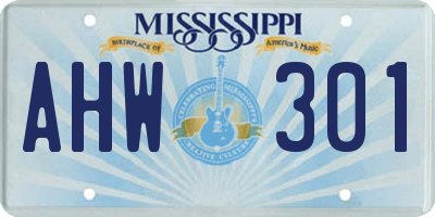 MS license plate AHW301