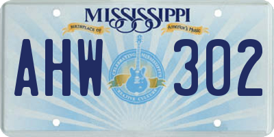 MS license plate AHW302