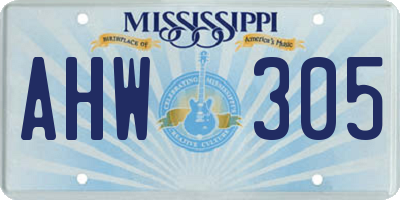 MS license plate AHW305
