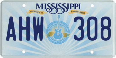 MS license plate AHW308