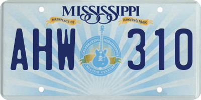 MS license plate AHW310
