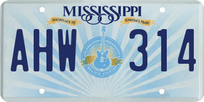 MS license plate AHW314