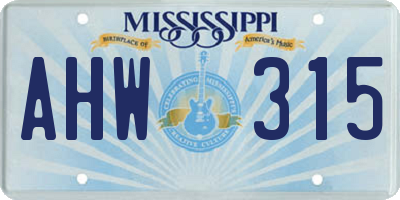 MS license plate AHW315