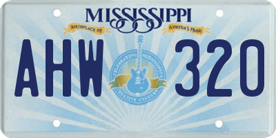 MS license plate AHW320