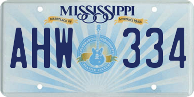 MS license plate AHW334