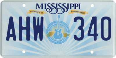 MS license plate AHW340
