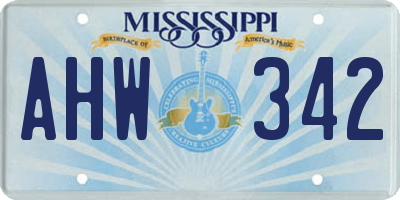MS license plate AHW342