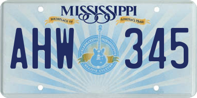 MS license plate AHW345