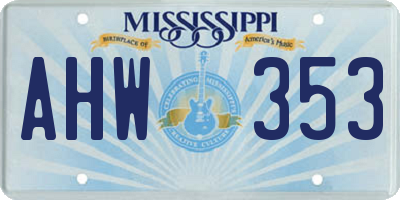 MS license plate AHW353