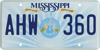 MS license plate AHW360