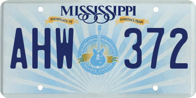 MS license plate AHW372