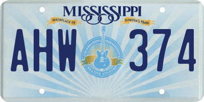 MS license plate AHW374