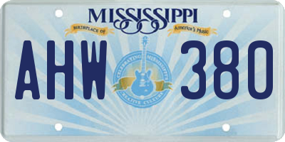 MS license plate AHW380