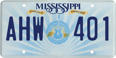 MS license plate AHW401