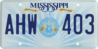 MS license plate AHW403