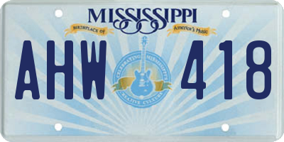 MS license plate AHW418
