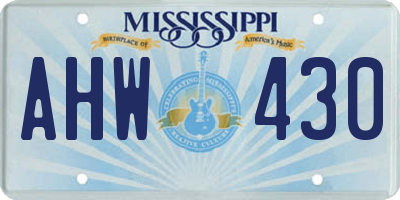 MS license plate AHW430