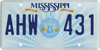 MS license plate AHW431