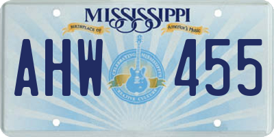 MS license plate AHW455