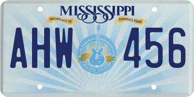 MS license plate AHW456