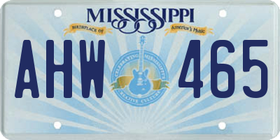 MS license plate AHW465