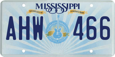 MS license plate AHW466
