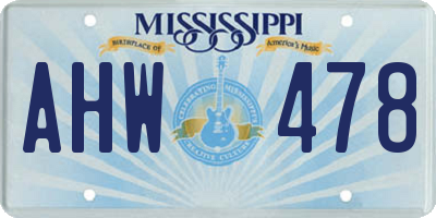 MS license plate AHW478