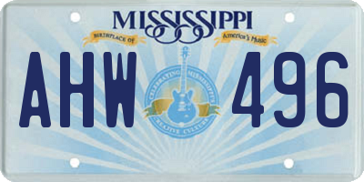 MS license plate AHW496