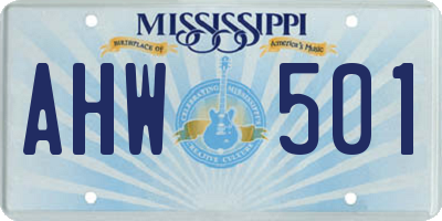 MS license plate AHW501