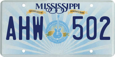 MS license plate AHW502