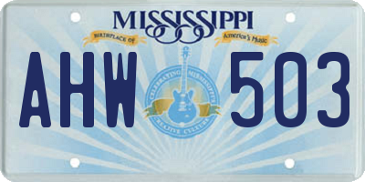MS license plate AHW503