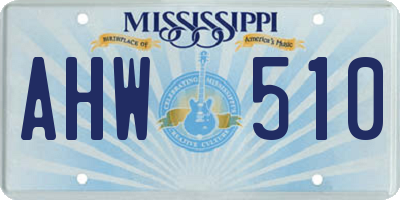 MS license plate AHW510