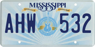 MS license plate AHW532