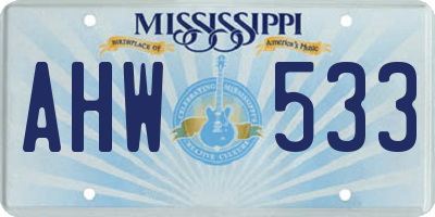 MS license plate AHW533