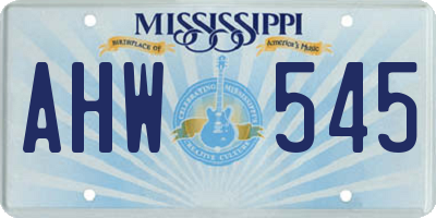 MS license plate AHW545