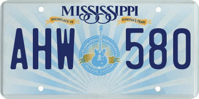 MS license plate AHW580