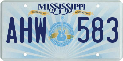 MS license plate AHW583