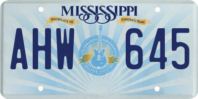 MS license plate AHW645