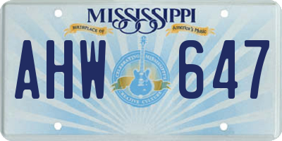MS license plate AHW647