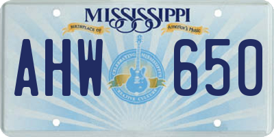 MS license plate AHW650