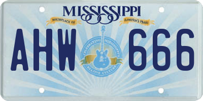 MS license plate AHW666