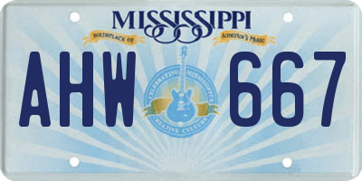 MS license plate AHW667