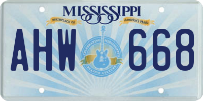 MS license plate AHW668
