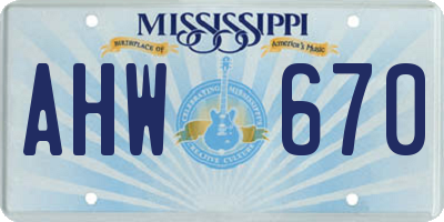 MS license plate AHW670